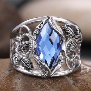 ✨ Double Layer Blue Marquis Carved Zircon Vintage Rings for Women, PD0…
